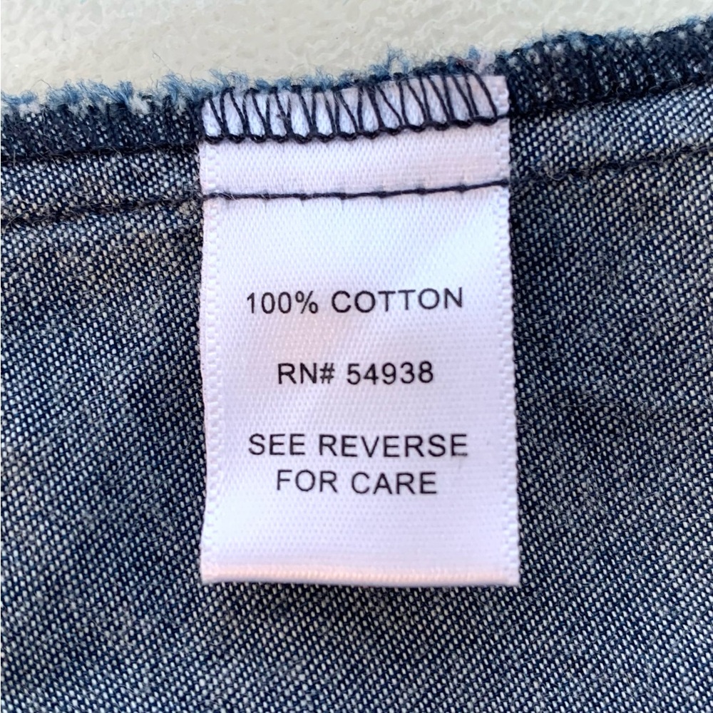 Appraisal Blue Denim 3/4 Length Roll-Up Sleeves Western Shirt ~ Women’s Large - Picture 6 of 7